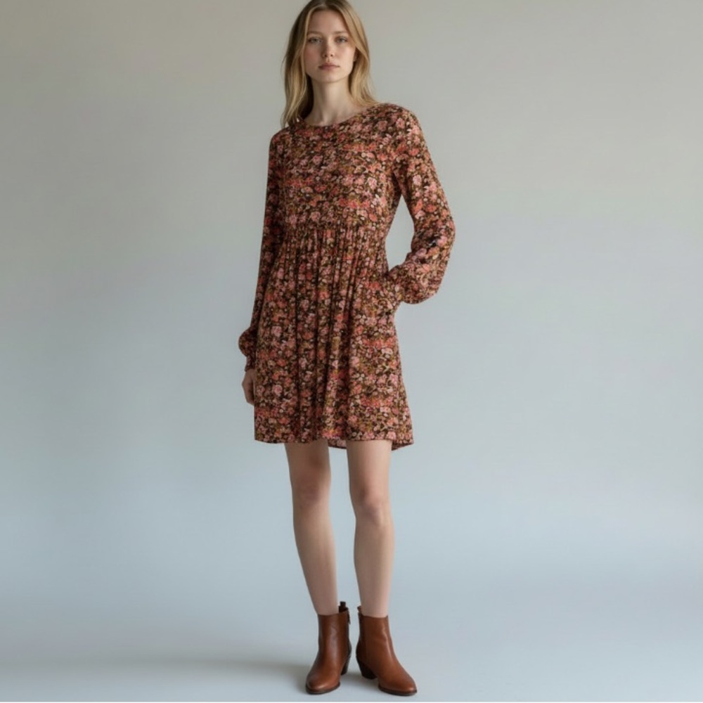 NWT BP Nordstrom Black Betsy Rose Floral Mini Dress Size Small